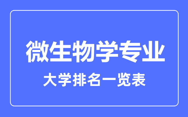 2023年全國微生物學(xué)專業(yè)大學(xué)排名一覽表