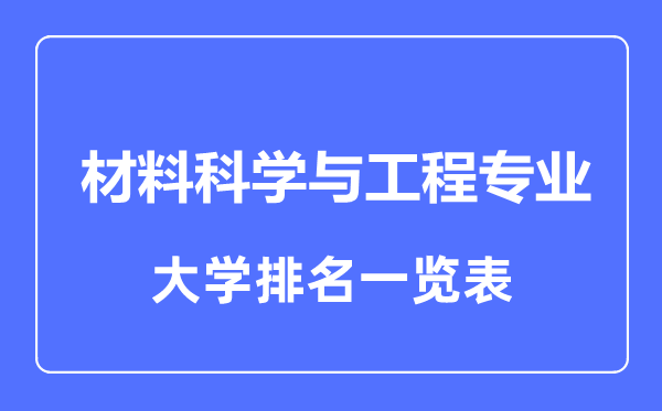 2023年全國材料科學(xué)與工程專業(yè)大學(xué)排名一覽表