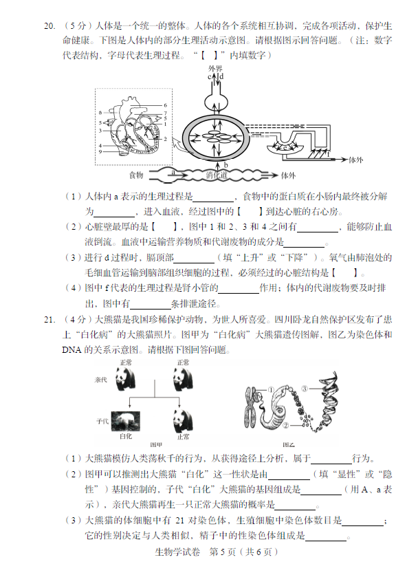 2023年盤(pán)錦市中考生物試卷真題及答案