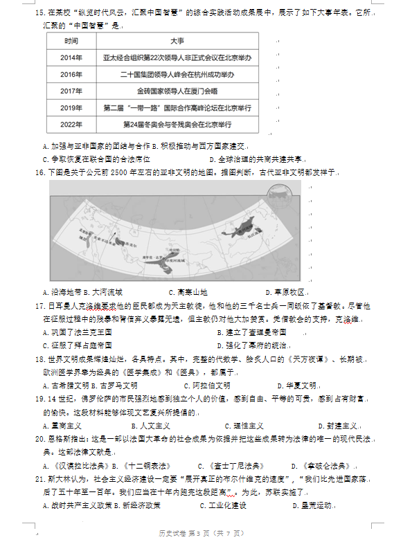 2023年鎮(zhèn)江市中考歷史試卷真題及答案