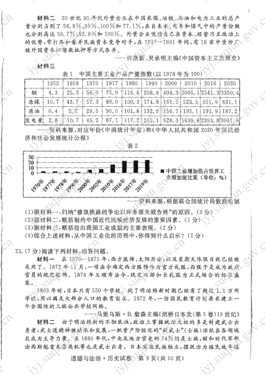 2023年宿遷市中考?xì)v史試卷真題及答案