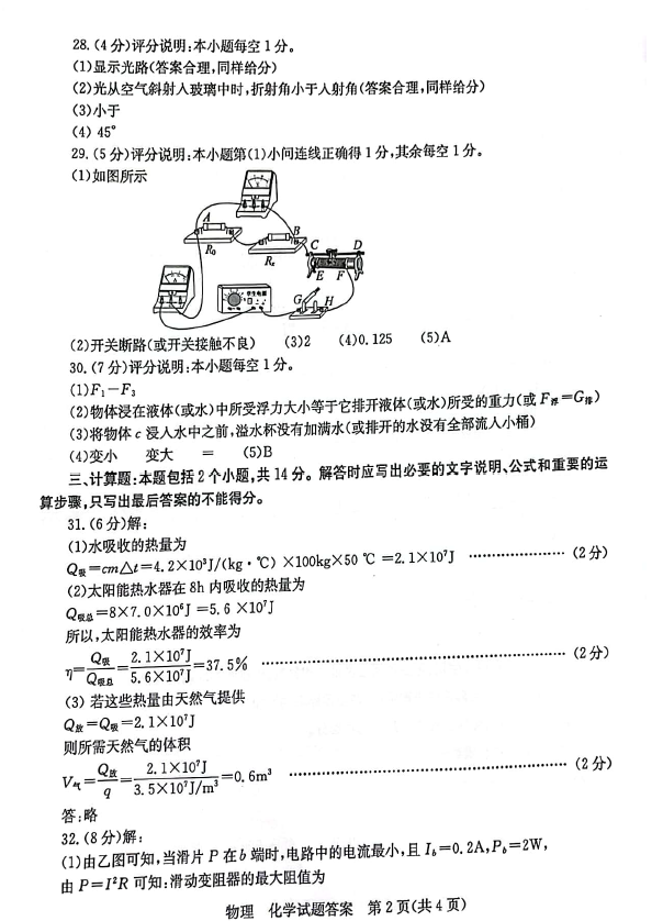 2023年棗莊市中考物理試卷真題及答案