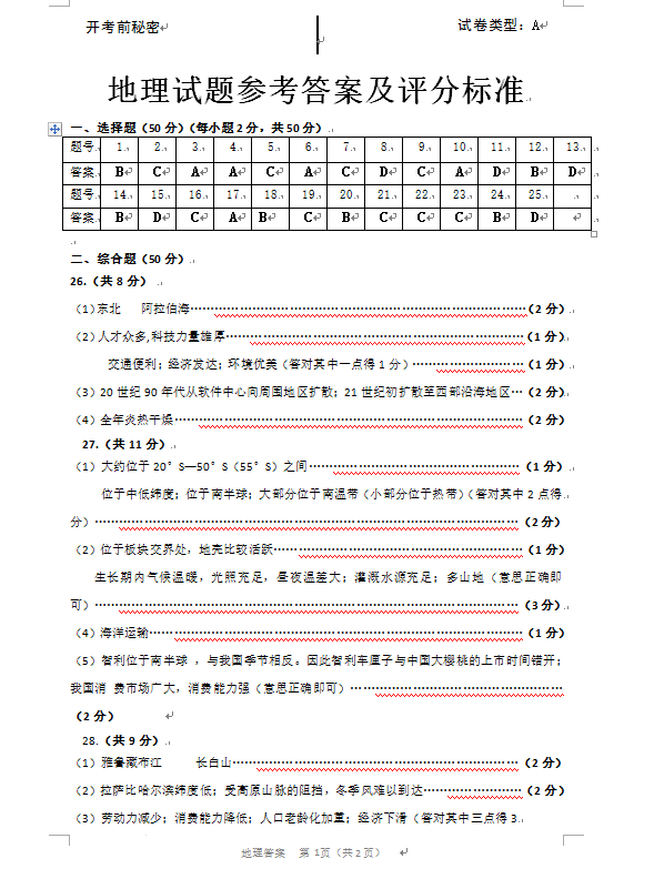 2023年東營市中考地理試卷真題及答案