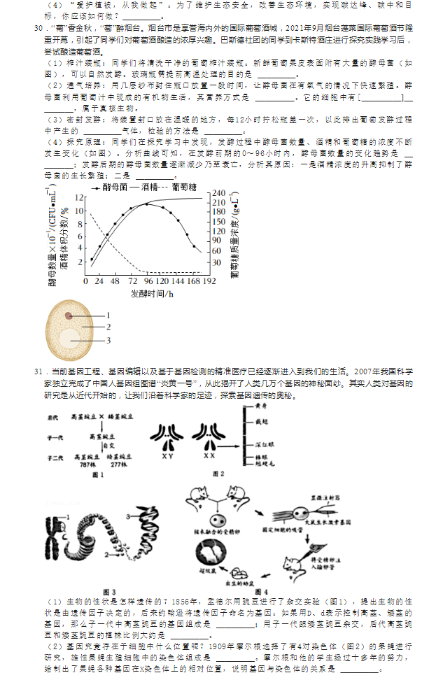 2023年煙臺(tái)市中考生物試卷真題及答案