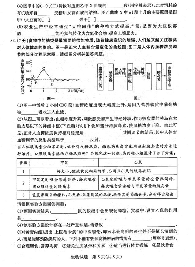 2023年濱州市中考生物試卷真題及答案