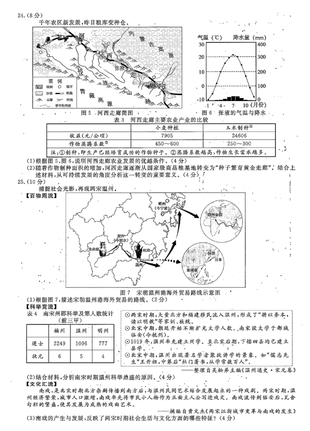 2023年溫州市中考社會試卷真題及答案