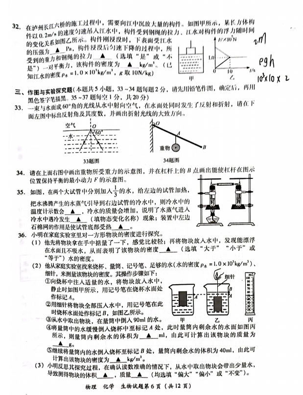 2023年瀘州市中考化學真題及答案