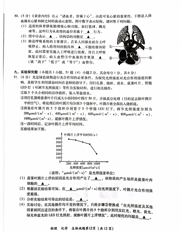 2023年瀘州市中考生物真題及答案