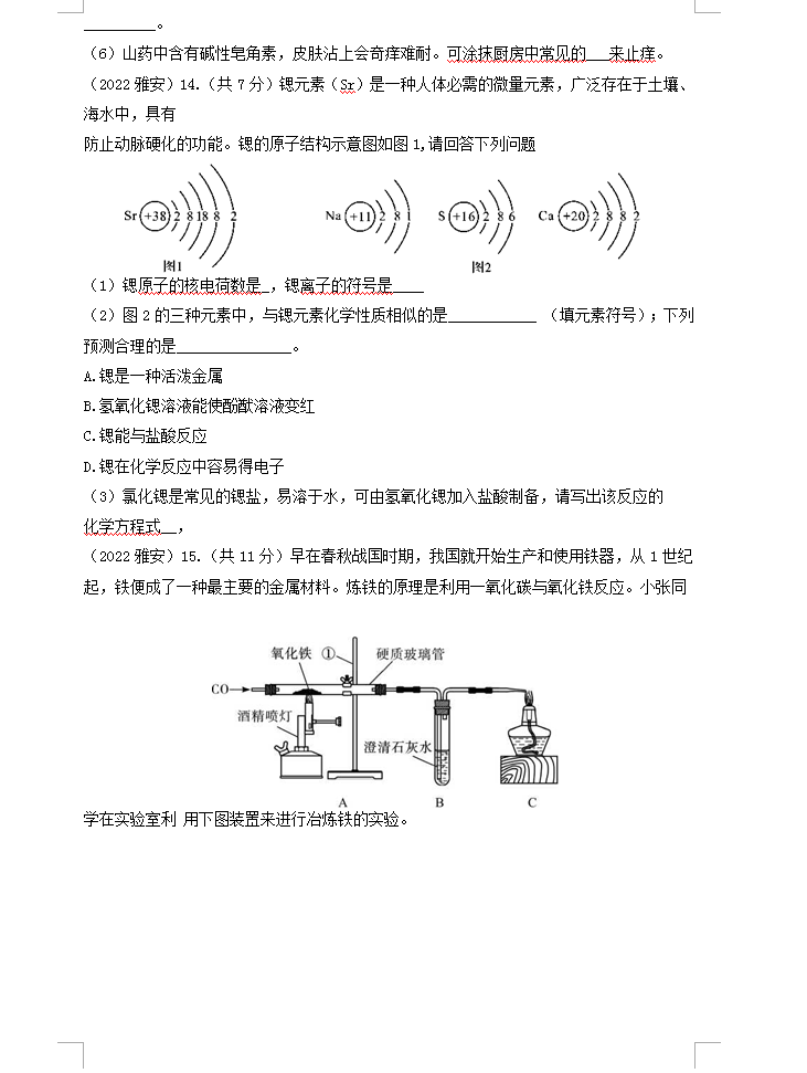 2023年雅安市中考化學(xué)真題及答案