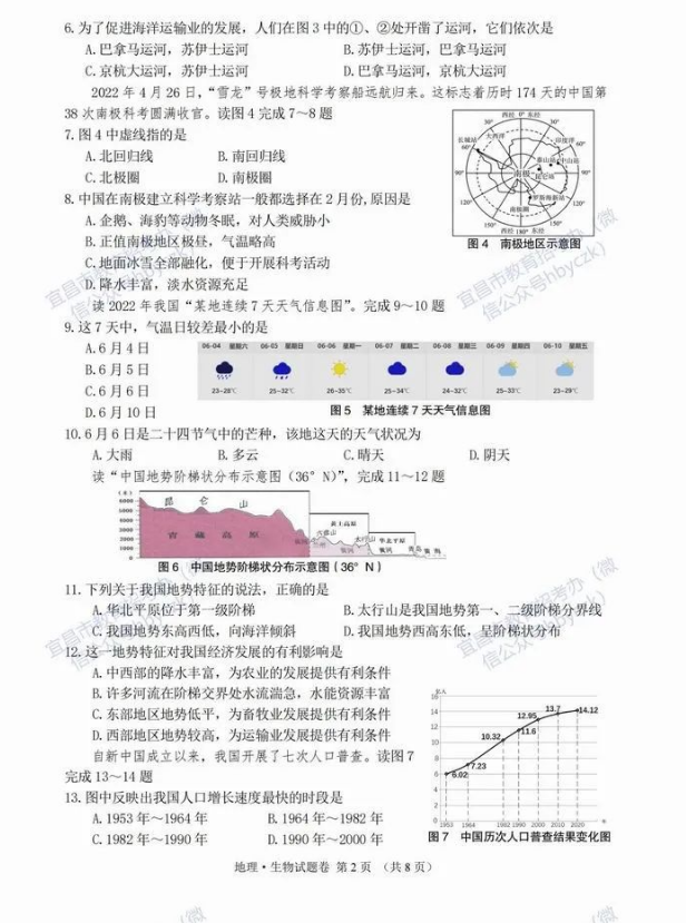 2023年宜昌市中考生物真題及答案