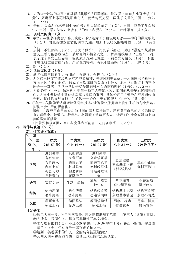 2023年襄陽市中考語文真題及答案