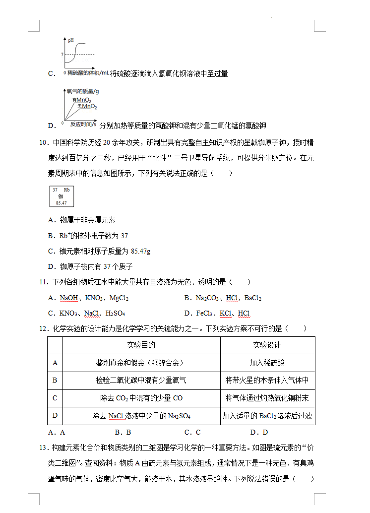 2023年常德市中考化學(xué)試卷真題及答案