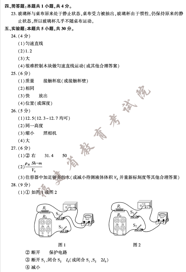 2023年福建中考物理試卷真題及答案