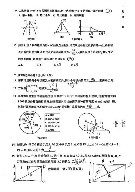 2023年河南中考數(shù)學(xué)試卷真題及答案