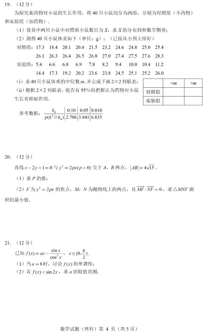 2023年全國(guó)甲卷高考理科數(shù)學(xué)試卷真題及答案解析（完整版）