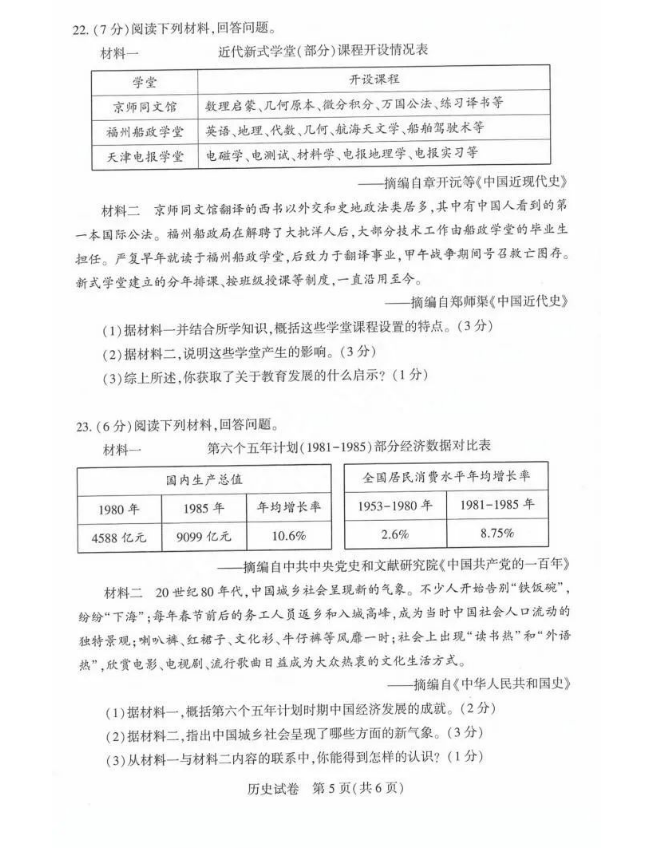 2023年駐馬店中考歷史試卷真題及答案