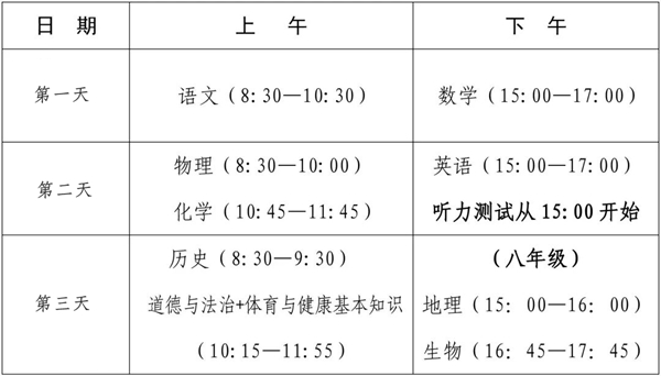 2024年龍巖中考時間是幾月幾號,具體各科目時間安排一覽表