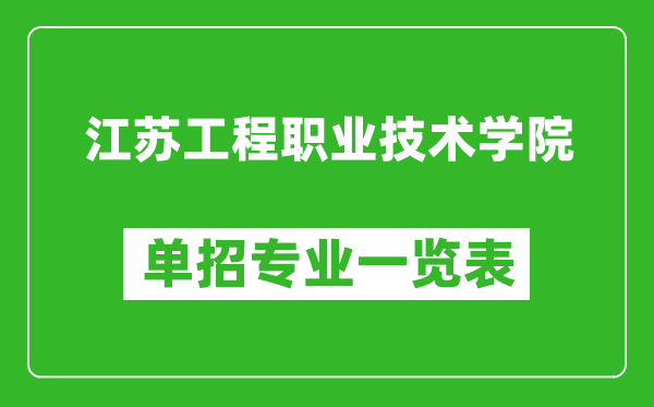 江蘇工程職業(yè)技術學院單招專業(yè)一覽表