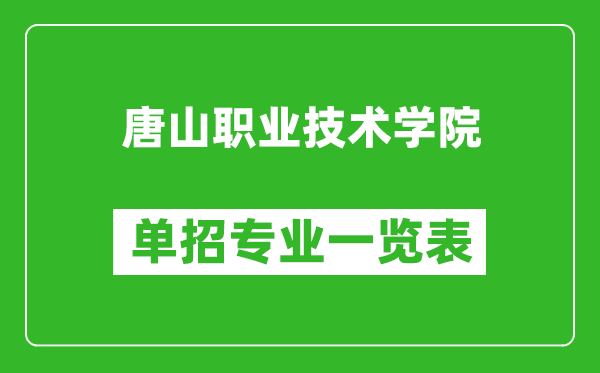 唐山職業(yè)技術學院單招專業(yè)一覽表