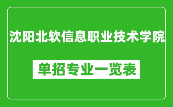 沈陽北軟信息職業(yè)技術(shù)學(xué)院單招專業(yè)一覽表