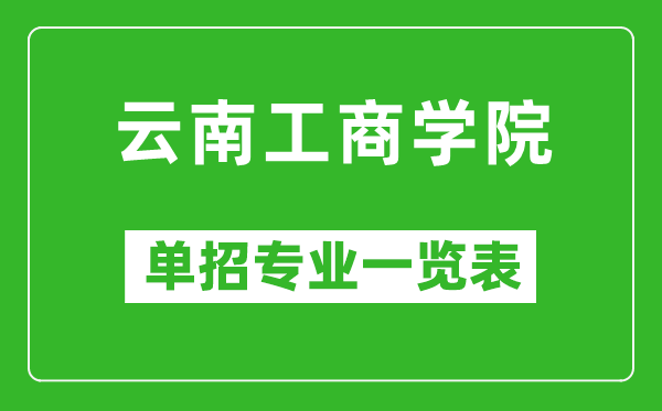 云南工商學(xué)院單招專業(yè)一覽表