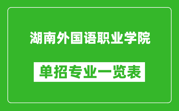 湖南外國語職業(yè)學院單招專業(yè)一覽表