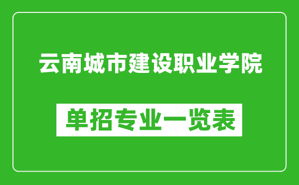 云南城市建設(shè)職業(yè)學(xué)院單招專業(yè)一覽表