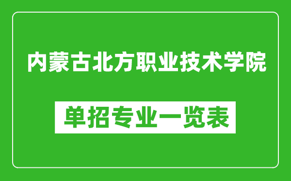 內(nèi)蒙古北方職業(yè)技術(shù)學(xué)院單招專業(yè)一覽表