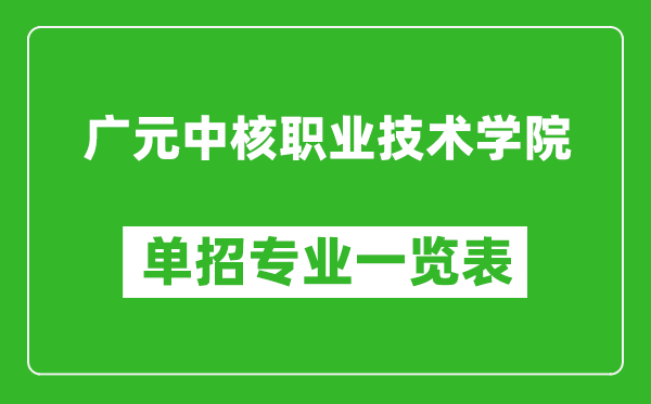 廣元中核職業(yè)技術(shù)學(xué)院單招專業(yè)一覽表