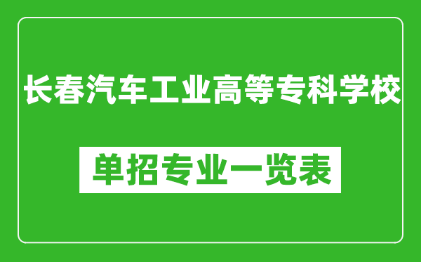 長春汽車工業(yè)高等專科學校單招專業(yè)一覽表