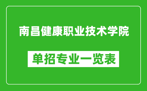 南昌健康職業(yè)技術(shù)學(xué)院單招專業(yè)一覽表