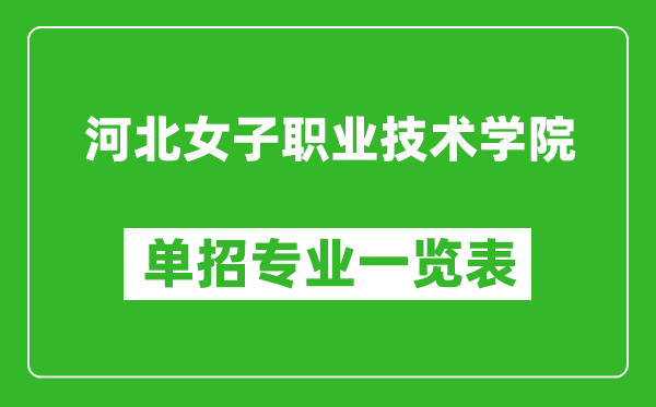 河北女子職業(yè)技術(shù)學(xué)院單招專業(yè)一覽表