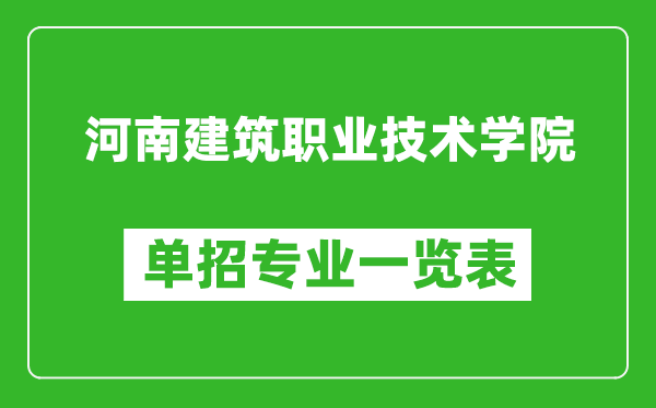 河南建筑職業(yè)技術(shù)學(xué)院單招專業(yè)一覽表