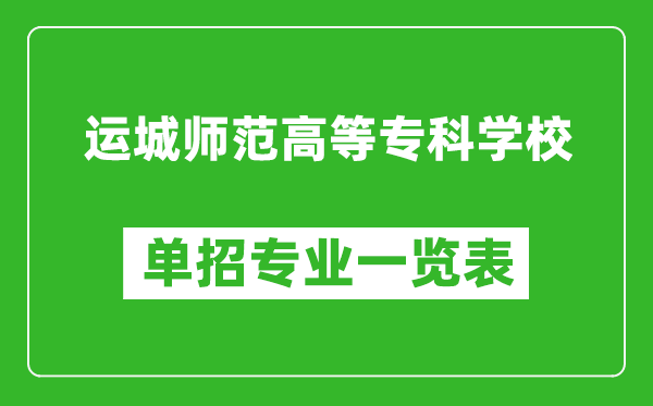 運(yùn)城師范高等?？茖W(xué)校單招專業(yè)一覽表