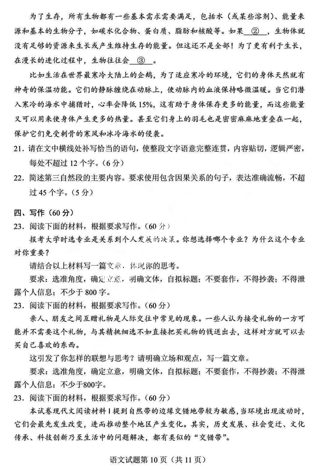 新高考2024年九省聯(lián)考語文試卷及答案解析