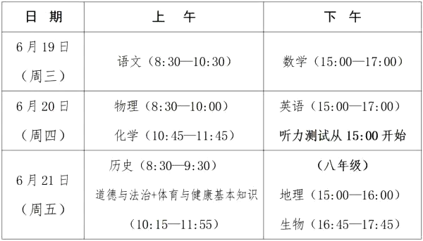 2024年福建中考是幾月幾號,福建中考具體時間表