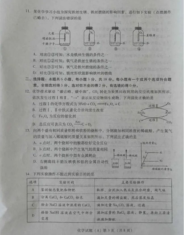 2024年濰坊中考化學試卷真題及答案解析