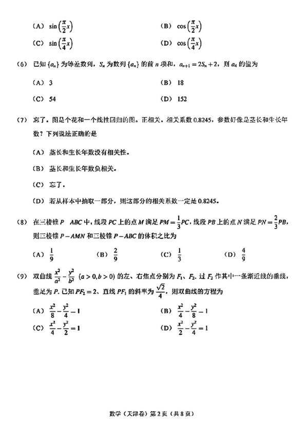 2024高考天津卷數(shù)學(xué)真題及答案解析