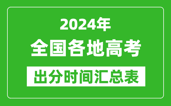 2024年全國高考出分時間匯總表,各省市高考成績公布時間一覽