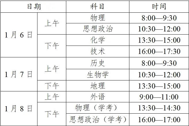 浙江高中學考時間2025年時間表,2025浙江會考時間是幾月幾號