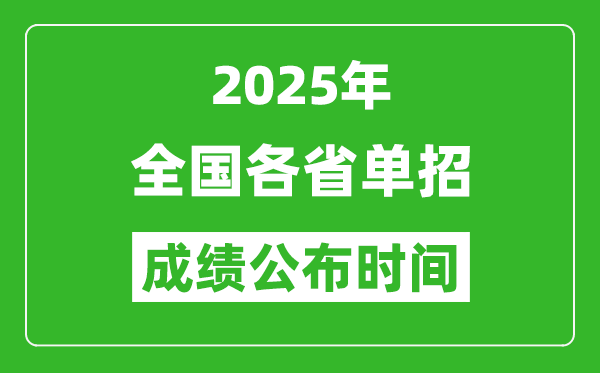 2025年全國各省高職單招成績公布時間一覽表