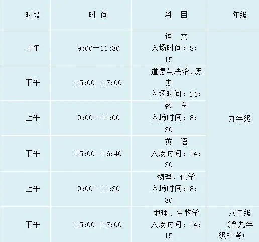 2025年寧夏中考時間是幾月幾號,各科目具體時間安排