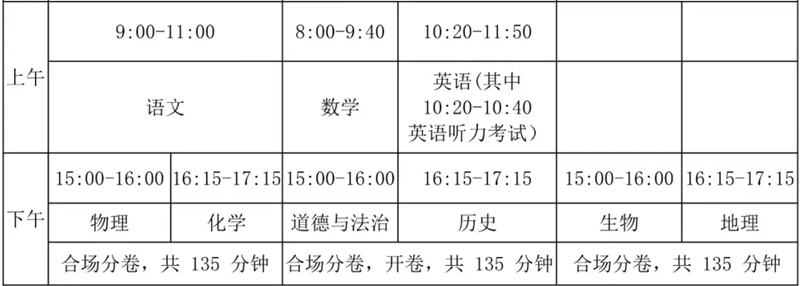 2025年海南中考時間是幾月幾號,各科目具體時間安排